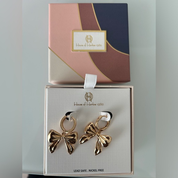 House of Harlow 1960 Jewelry - Viral HOH1960 Gold Bow Hoop Earrings